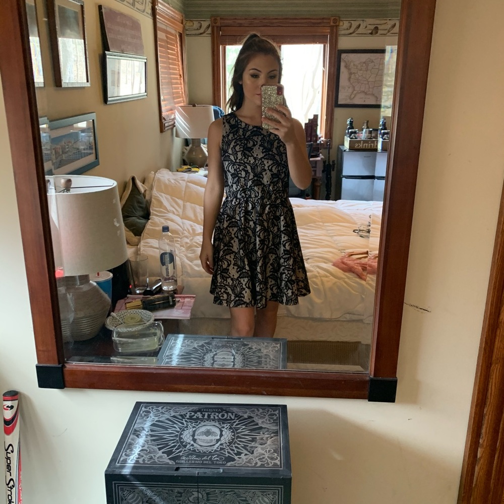Black and nude lace dress